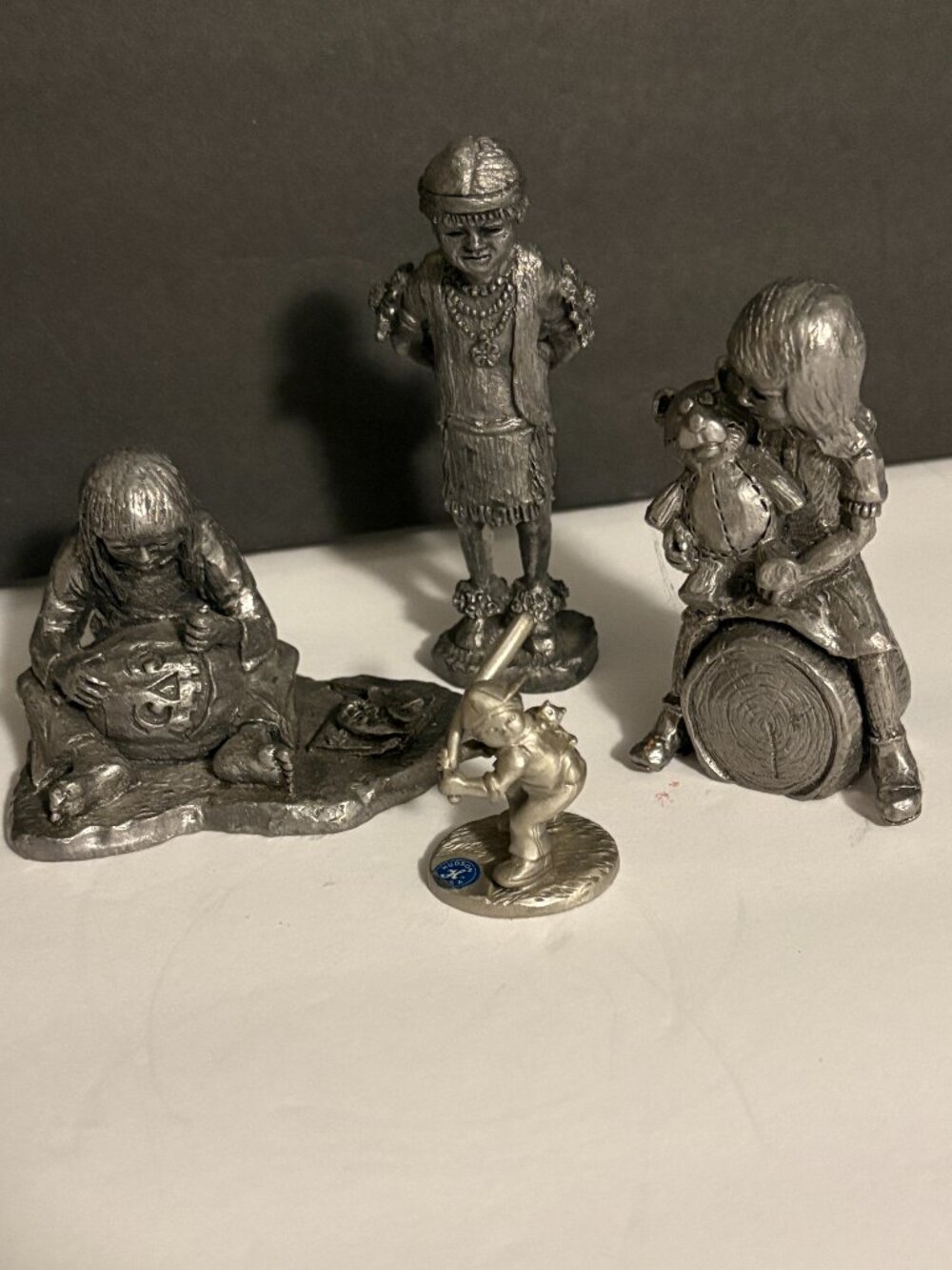 Set of 4 Small Collectible Pewter Figurines